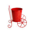 Home Decor 'Plant On Wheels' Table and Floor Decorative Metal Flower Planter Pot 1 Planter, 1 Stand (Glossy Red, 7.3 * 5.0 * 7.1Inch) - top_view