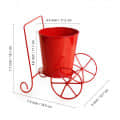 Home Decor 'Plant On Wheels' Table and Floor Decorative Metal Flower Planter Pot 1 Planter, 1 Stand (Glossy Red, 7.3 * 5.0 * 7.1Inch) - left_view