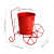 Home Decor 'Plant On Wheels' Table and Floor Decorative Metal Flower Planter Pot 1 Planter, 1 Stand (Glossy Red, 7.3 * 5.0 * 7.1Inch) - left_view