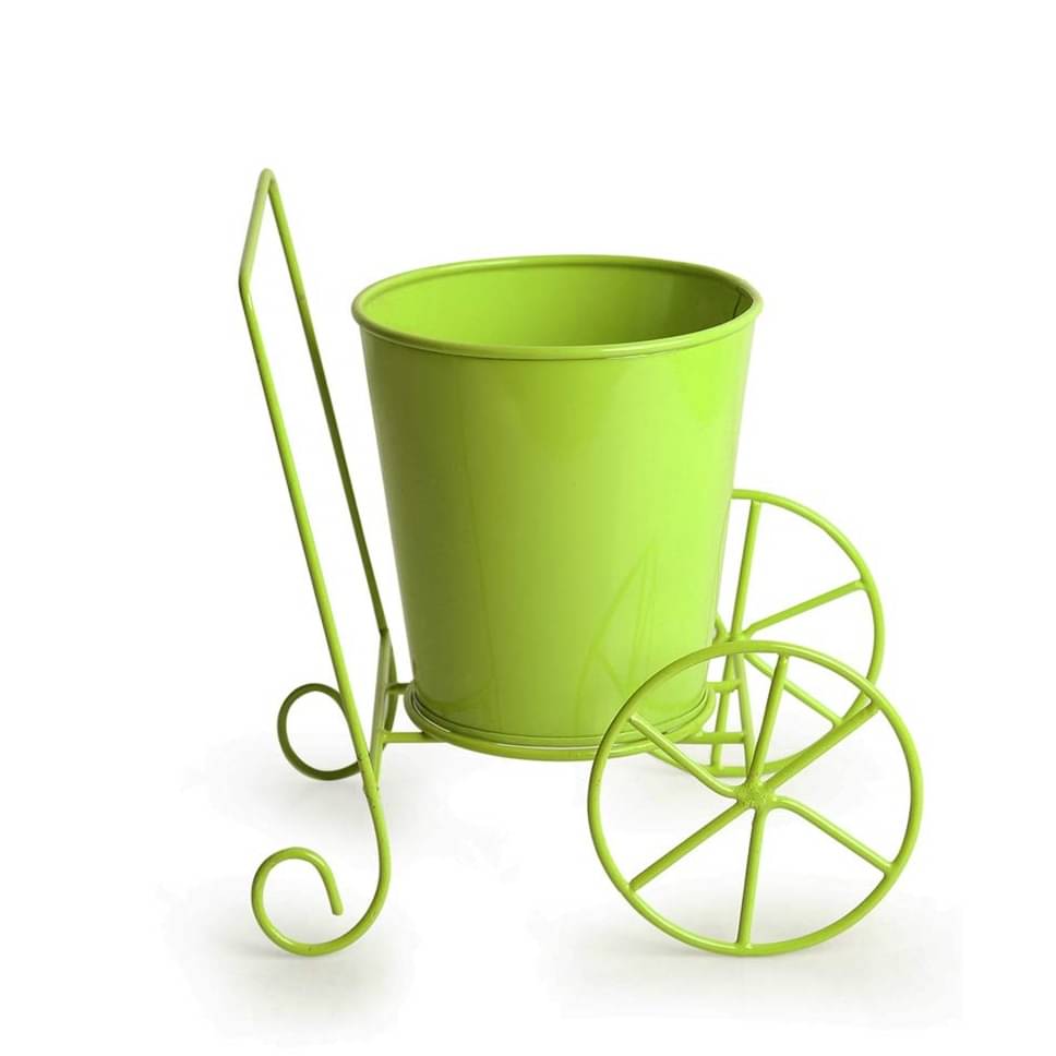 Home Decor 'Plant On Wheels' Table and Floor Decorative Metal Flower Planter Pot