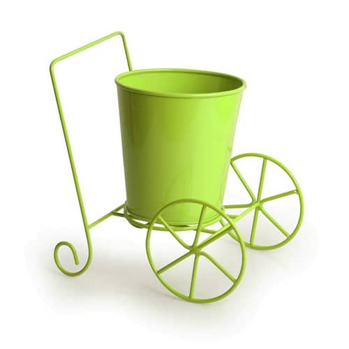 Home Decor 'Plant On Wheels' Table and Floor Decorative Metal Flower Planter Pot