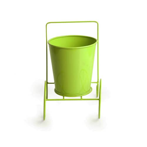 Home Decor 'Plant On Wheels' Table and Floor Decorative Metal Flower Planter Pot