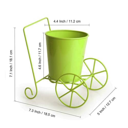 Home Decor 'Plant On Wheels' Table and Floor Decorative Metal Flower Planter Pot