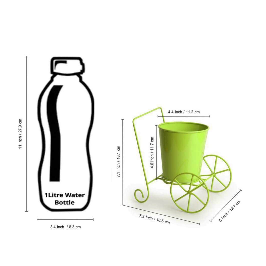 Home Decor 'Plant On Wheels' Table and Floor Decorative Metal Flower Planter Pot - right_view
