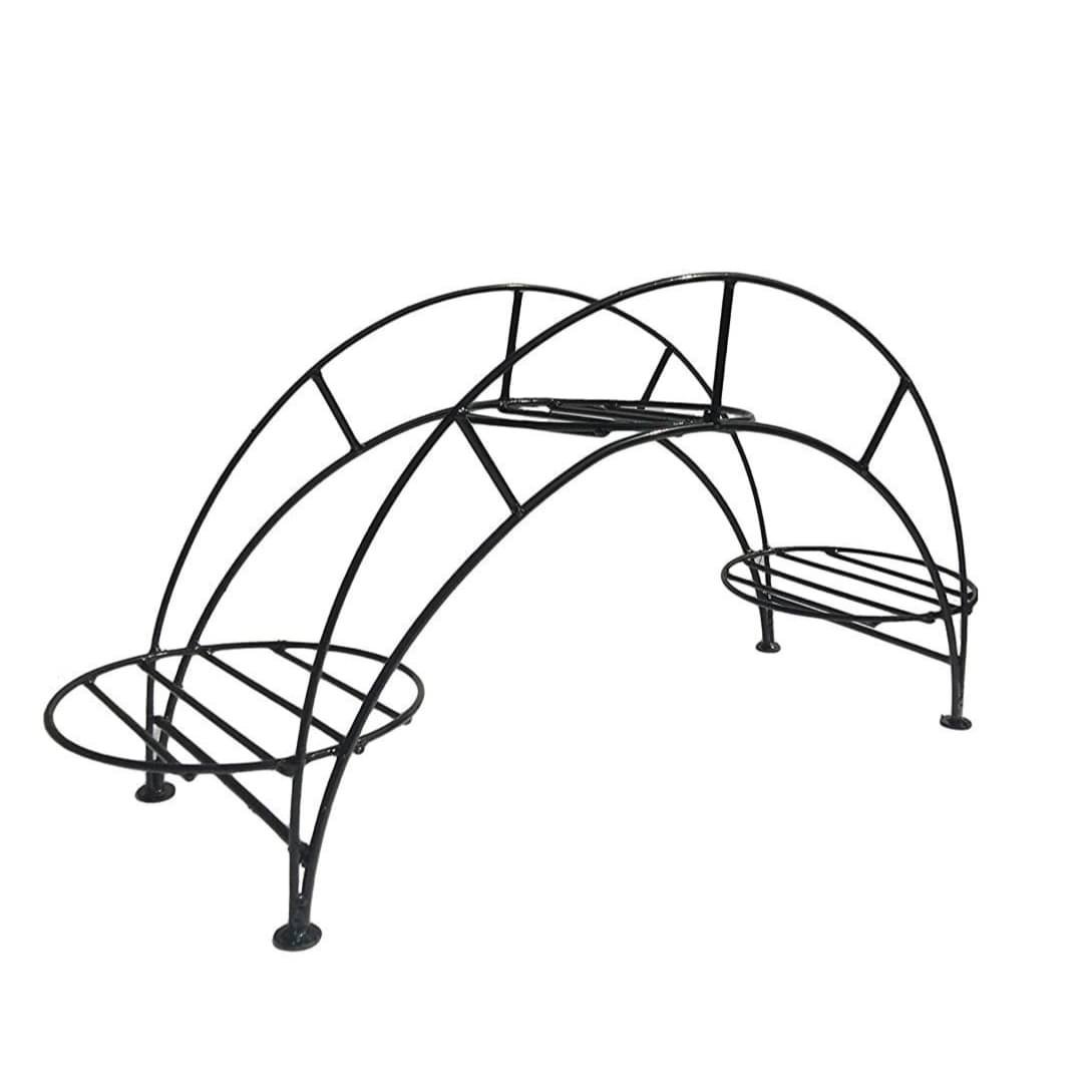 Home Decor Metal 3 Pot Holder Planter Stand, Black, L- 66 cm, Width- 24 cm , Height- 36 cm