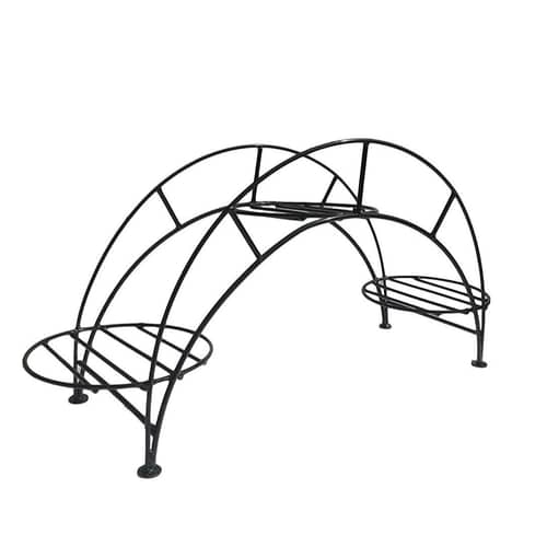 Home Decor Metal 3 Pot Holder Planter Stand, Black, L- 66 cm, Width- 24 cm , Height- 36 cm