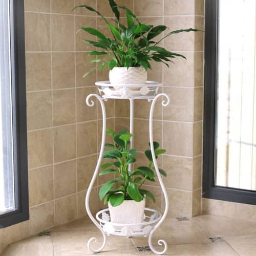 Home Decor Metal Tall Plant Stand, White, 11.4 x 9.6 x 24.4 inches, 1 Piece