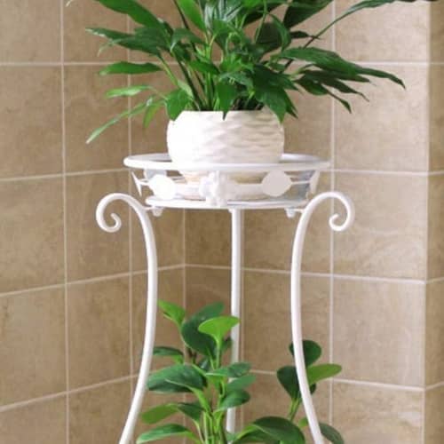 Home Decor Metal Tall Plant Stand, White, 11.4 x 9.6 x 24.4 inches, 1 Piece
