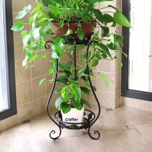 Home Decor Metal Tall Plant Stand, White, 11.4 x 9.6 x 24.4 inches, 1 Piece