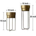 Home Decor Golden Centuria Metal Plant Pot Set | Indoor Round Planter with Metal Stand (Set of 2) - rear_view