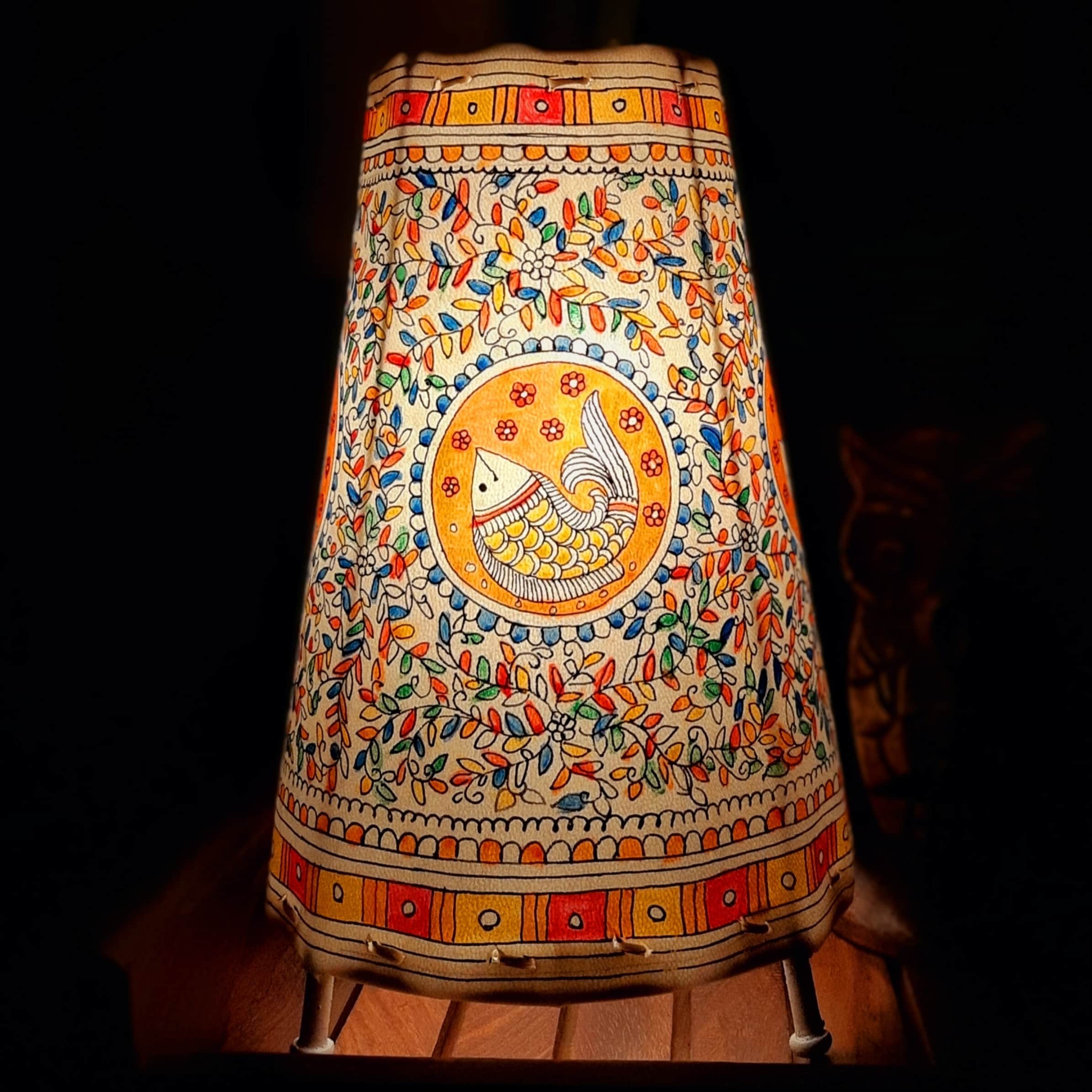 Leather Hand Painted Lamp Shade - front_view