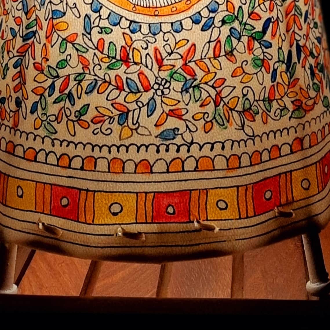 Leather Hand Painted Lamp Shade - rear_view