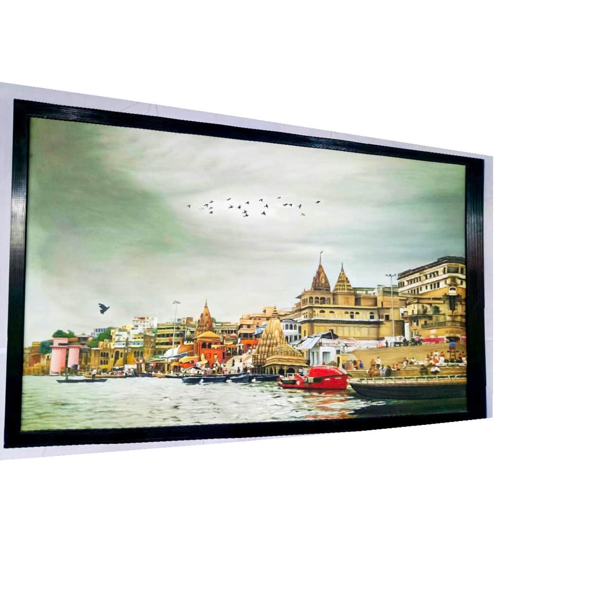 Real Banaras Ghat Handmade Painting - top_view