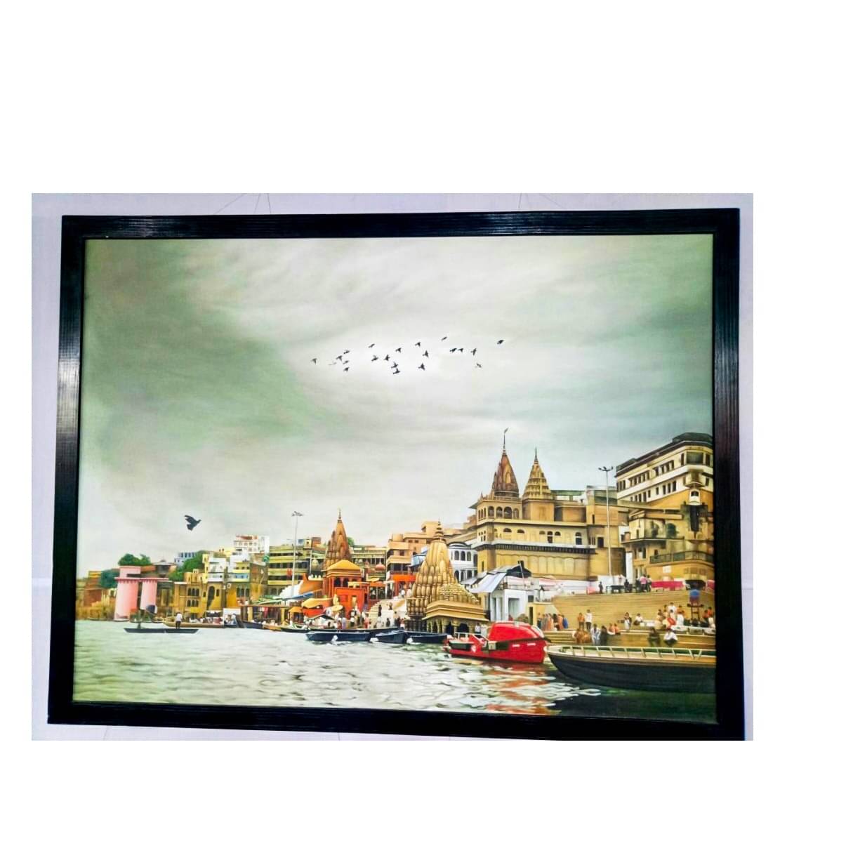 Real Banaras Ghat Handmade Painting