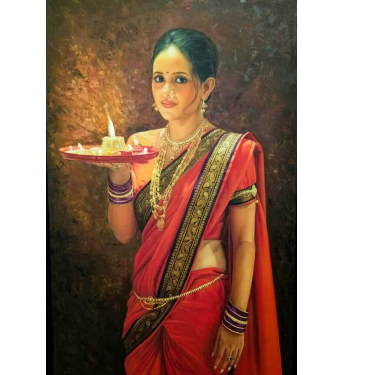 Prosperity Indian lady painting - left_view