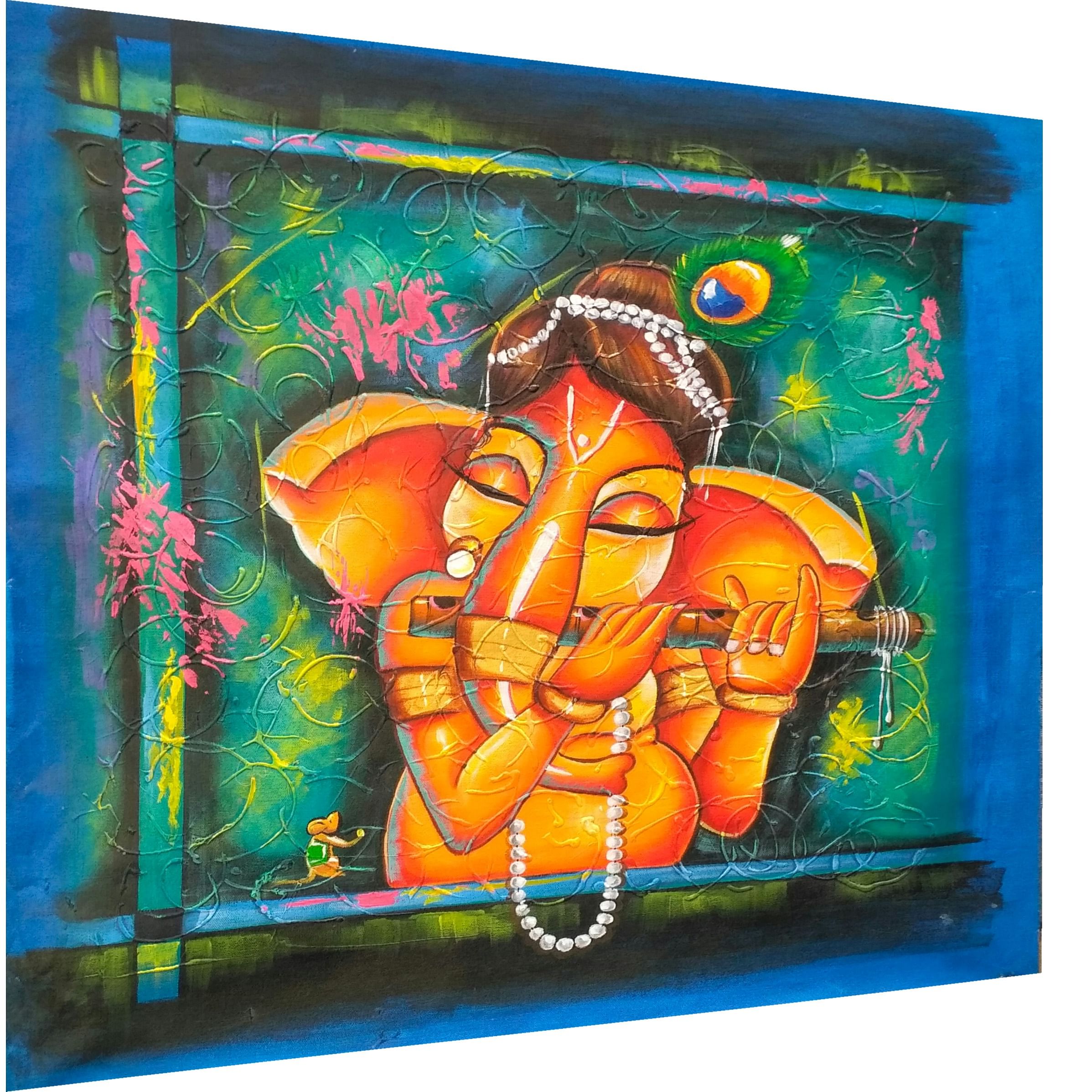 Ganesh, Hindu elephant headed god of wisdom, sitting on lotus with axe,  rose, bowl, blessing. Modern Ganapati outline symbol, hand drawn  illustration Stock Vector Image & Art - Alamy