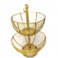 Tuxédo Duplex Fruit Basket Steel Fruit & Vegetable Basket, Fruit Storage Basket, Countertop for Kitchen, Vegetable Fruit Basket Bowl Metal Wire Basket, Gold Medium - rear_view