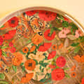 Multicolor Metal Flower Art Decorative Tray Table Showpiece - top_view