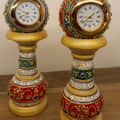 Marble Meenakari Handicraft Pillar Watch (Pack of 1) - front_view