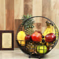 Tuxédo Half Moon Fruit Basket, Fruit Storage Basket, Countertop for Kitchen, Bread Vegetable Fruit Basket Bowl Metal Wire Basket, Black Medium - photo