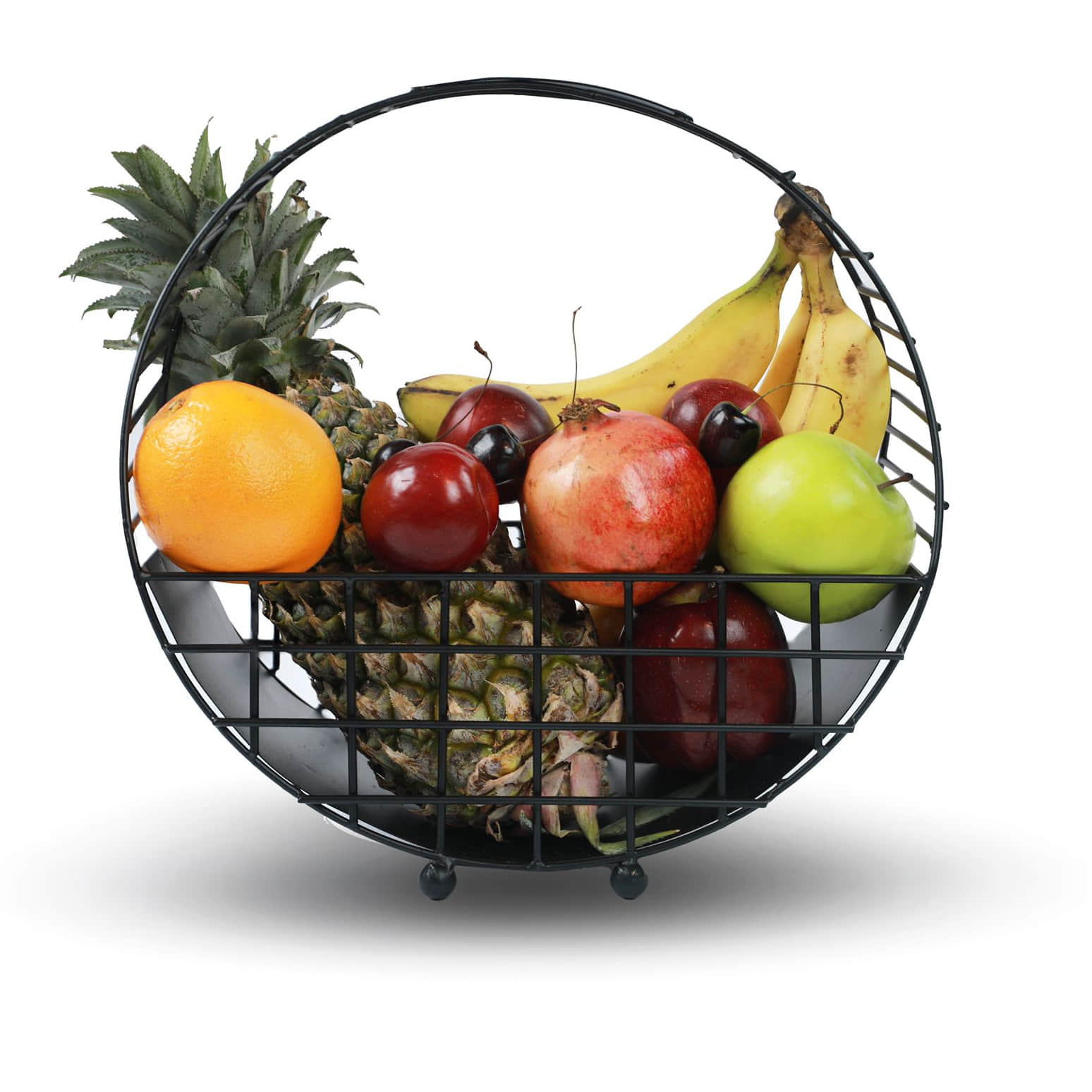 Tuxédo Half Moon Fruit Basket, Fruit Storage Basket, Countertop for Kitchen, Bread Vegetable Fruit Basket Bowl Metal Wire Basket, Black Medium - right_view