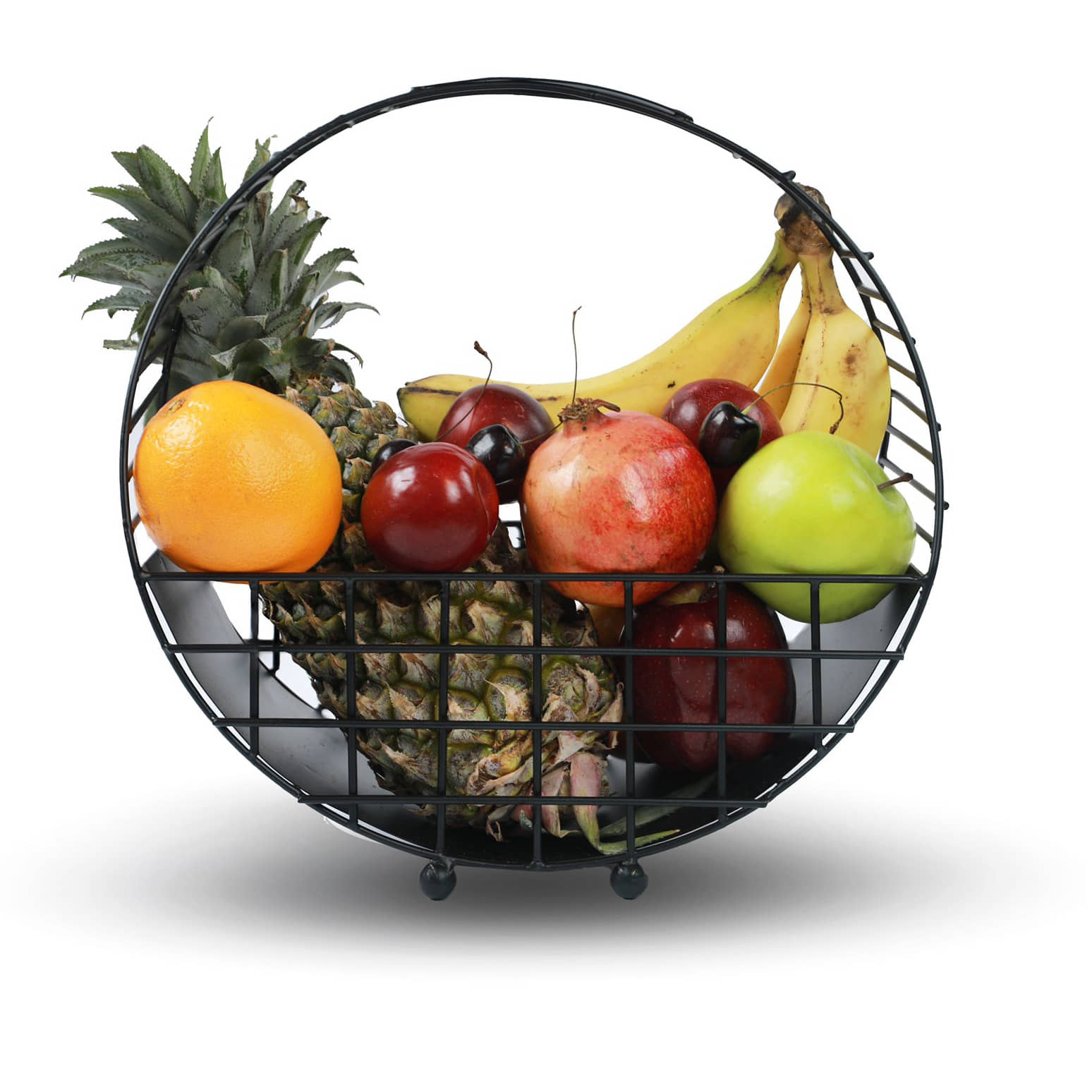 Tuxédo Half Moon Fruit Basket, Fruit Storage Basket, Countertop for Kitchen, Bread Vegetable Fruit Basket Bowl Metal Wire Basket, Black Medium