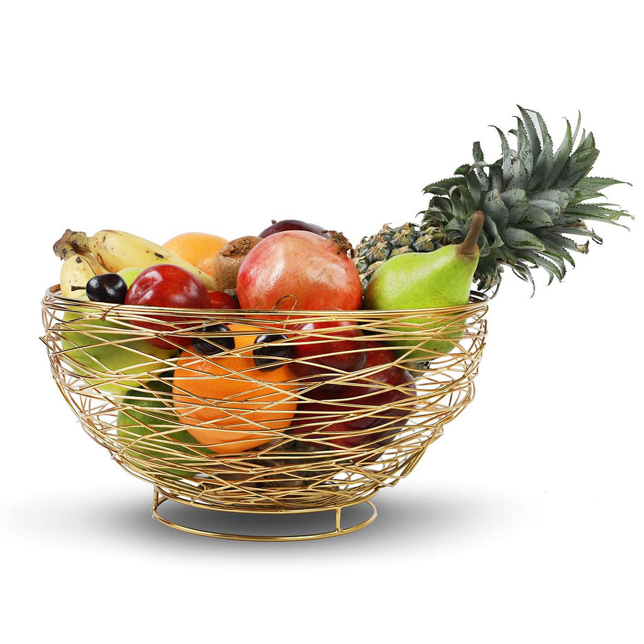 Tuxédo Half Moon Fruit Basket, Fruit Storage Basket, Countertop for  Kitchen, Bread Vegetable Fruit Basket Bowl Metal Wire Basket, Black Medium