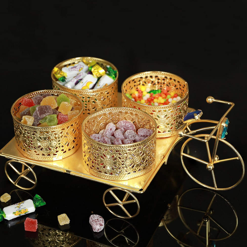 Tuxédo Rick Decorative Steel Decorative Platter (Gold) - photo