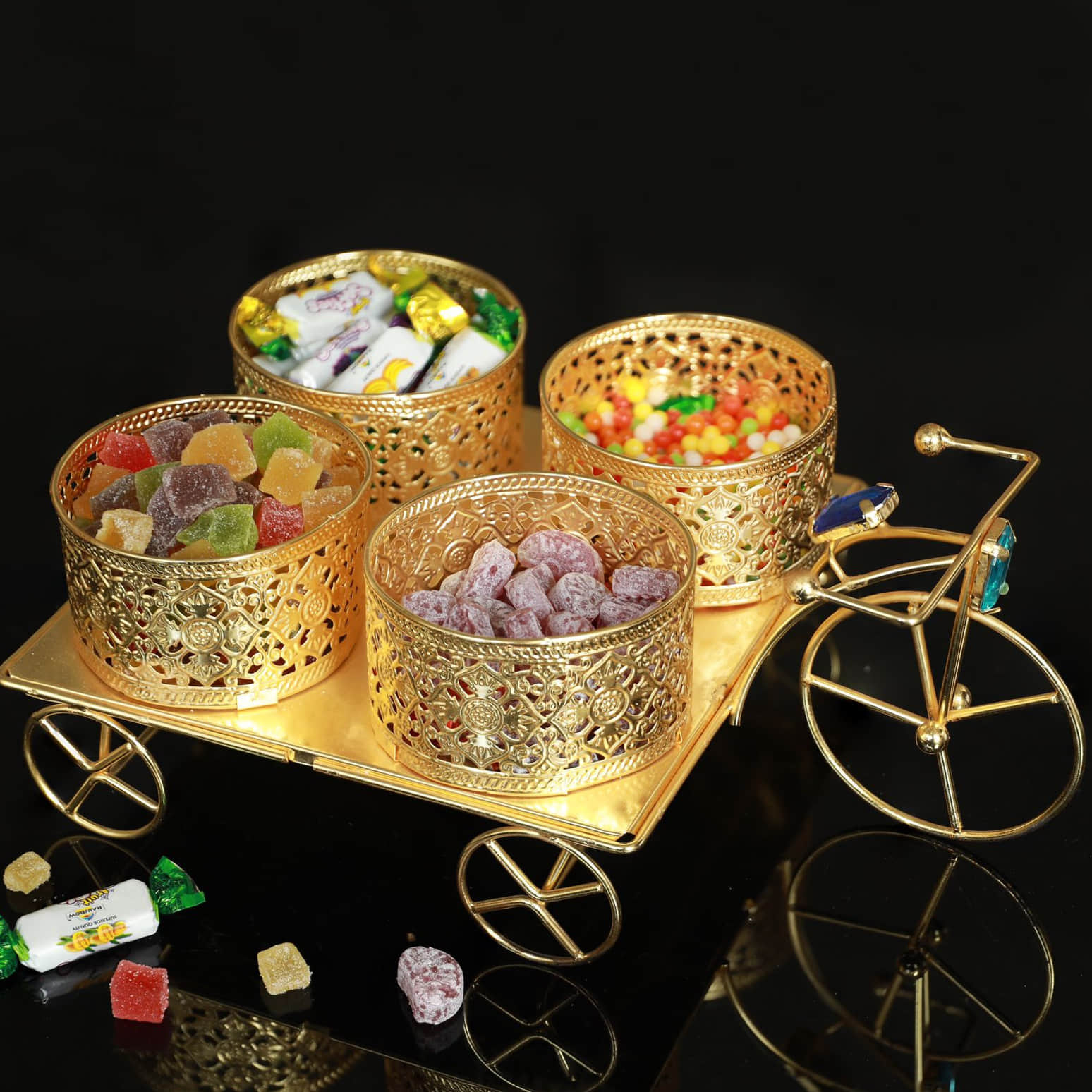Tuxédo Rick Decorative Steel Decorative Platter (Gold) - left_view