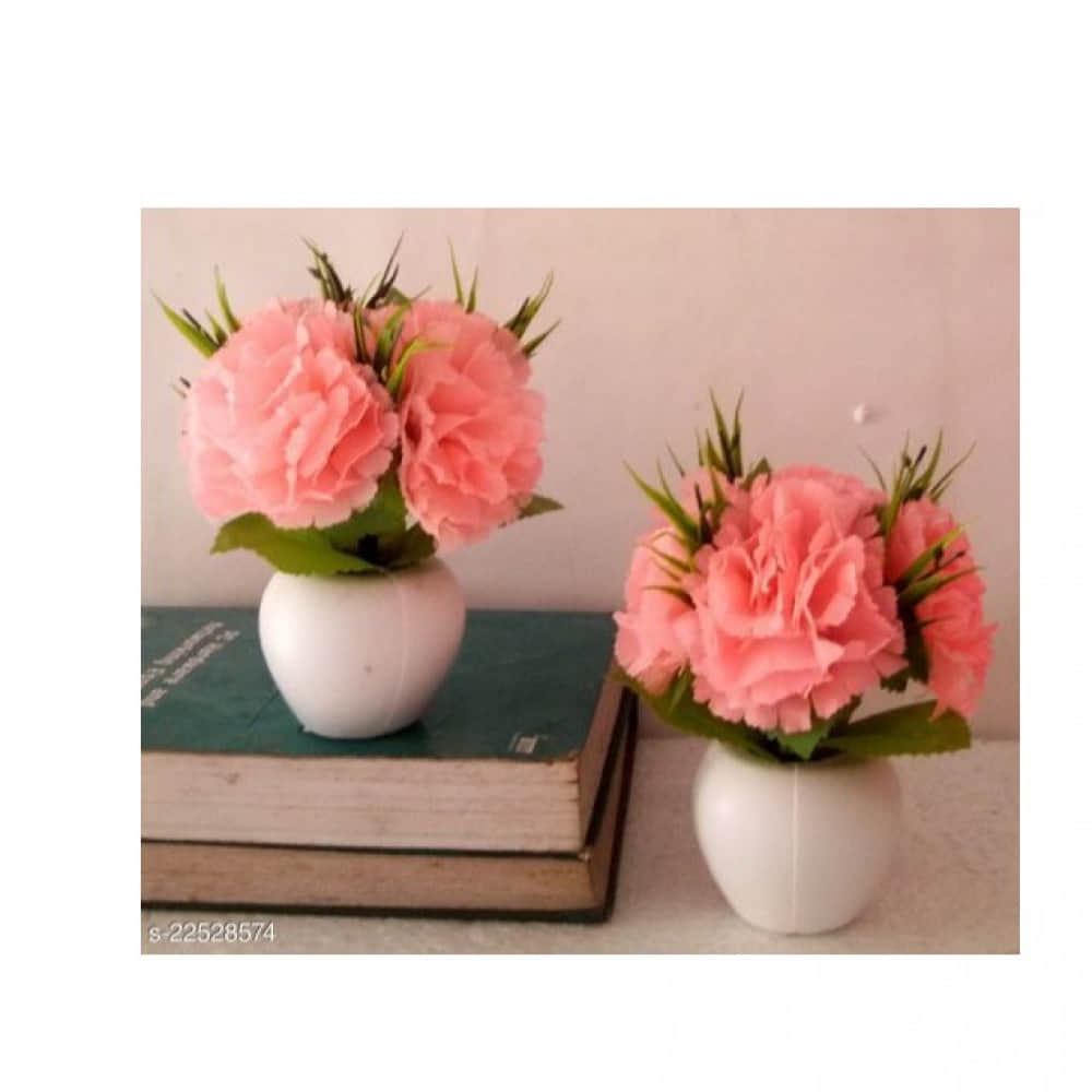 Artificial Triple Flower Plant for Home Decoration (Peech) - photo