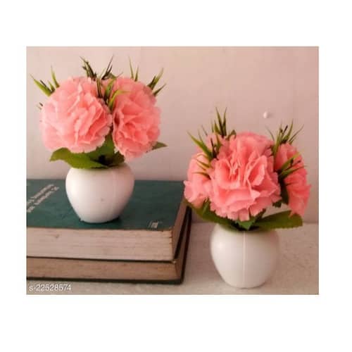 Artificial Triple Flower Plant for Home Decoration (Peech)