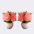 Artificial Triple Flower Plant for Home Decoration (Peech) - top_view