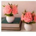 Artificial Triple Flower Plant for Home Decoration (Peech) - rear_view