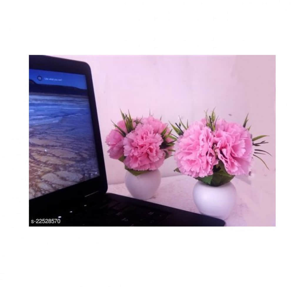 Artificial Triple Flower Plant for Home Decoration (Pink) - photo