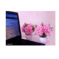 Artificial Triple Flower Plant for Home Decoration (Pink) - photo