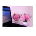 Artificial Triple Flower Plant for Home Decoration (Pink) - top_view