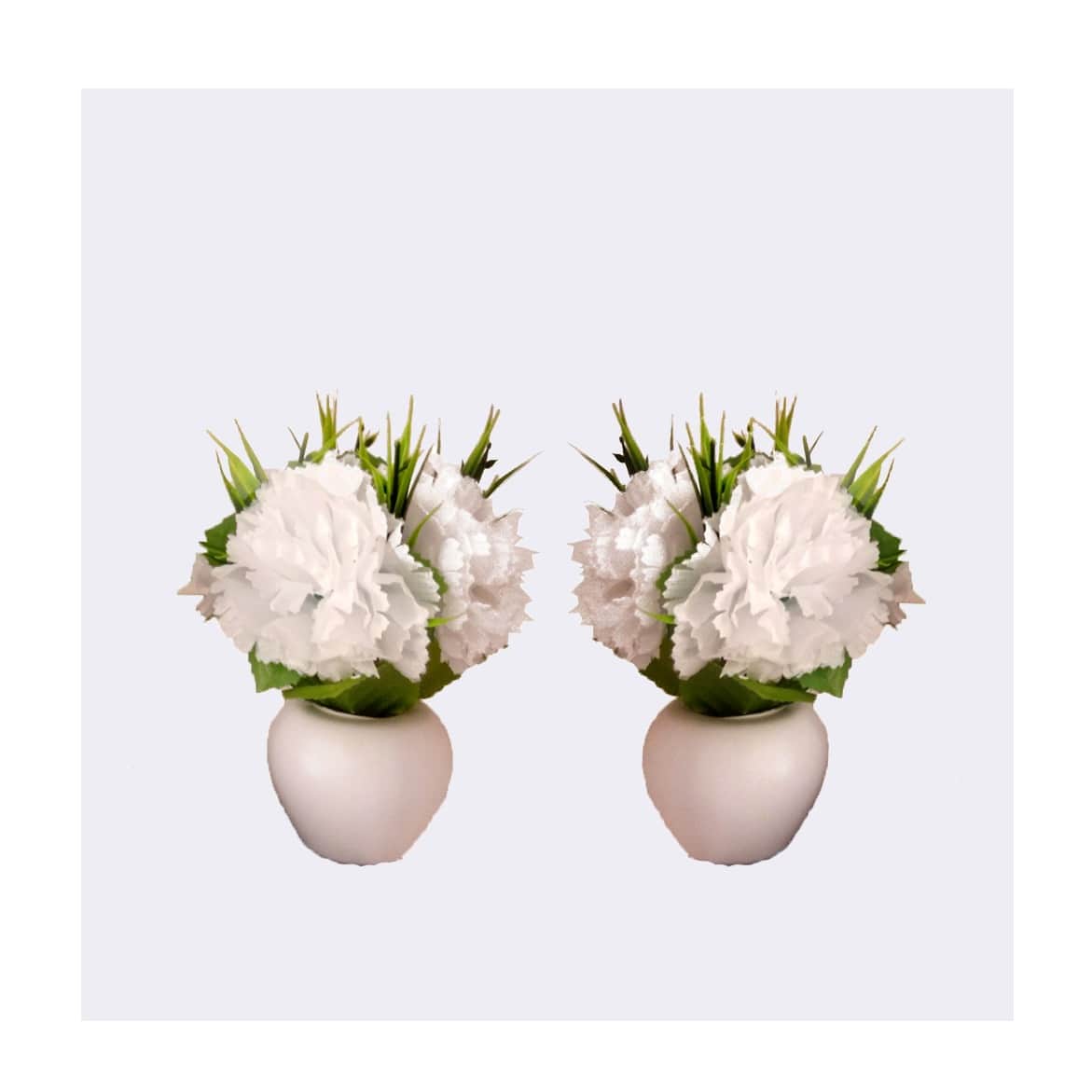 Artificial Triple Flower Plant for Home Decoration (White) - front_view