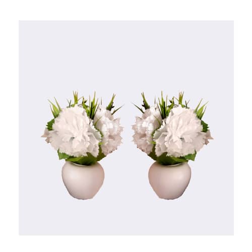 Artificial Triple Flower Plant for Home Decoration (White)
