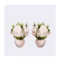 Artificial Triple Flower Plant for Home Decoration (White) - front_view