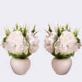 Artificial Triple Flower Plant for Home Decoration (White) - rear_view