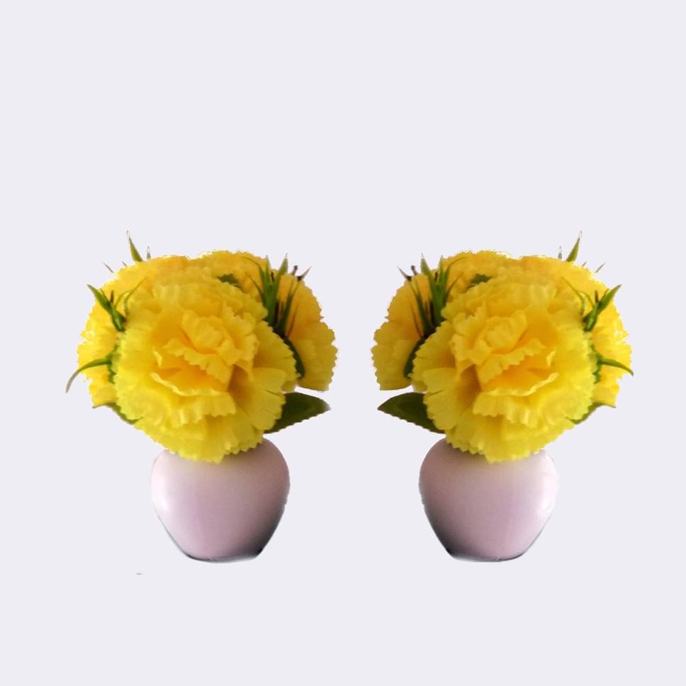 Artificial Triple Flower Plant for Home Decoration (Yellow)