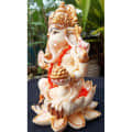 Lord Ganesha sitting on Lotus statue - right_view