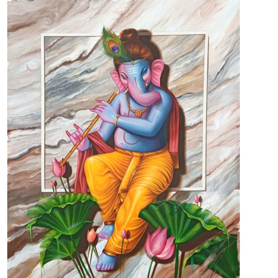 Ganesha Flute Wall Art - front_view