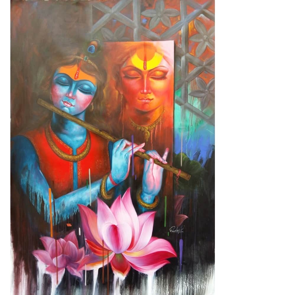 Radha Krishna Wall Art - rear_view