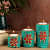 Wooden Candle Holder green Nepali Stone - front_view