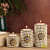 Wooden Candle Holder white cutting Stone Set of 3 Wood - front_view