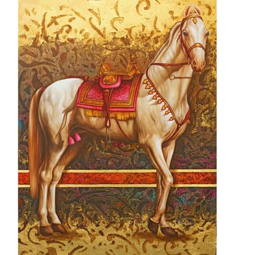 The Royal Horse White I Wall Painting