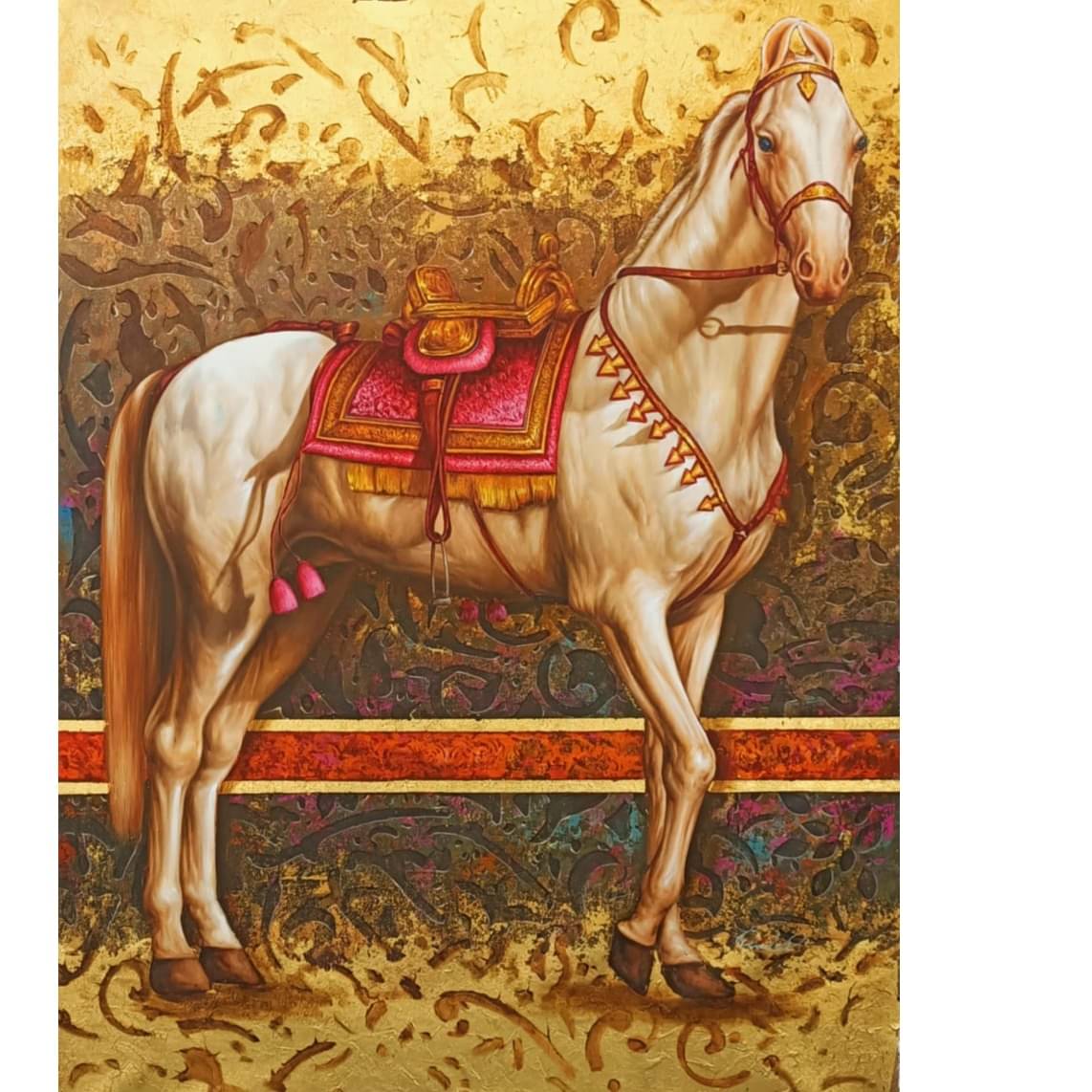 The Royal Horse White I Wall Painting