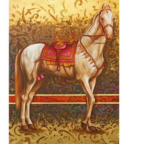 The Royal Horse White I Wall Painting