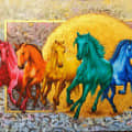 The Royal Rainbow 7 Horses Wall Art - photo